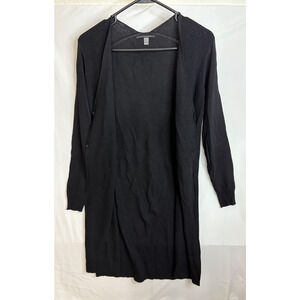 T Tahari Open Front Tab Sleeve Cardigan WOMENS SIZE Small BLACK